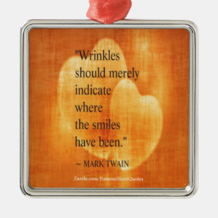 Mark Twain Birthday Quote With Hearts Metal Tree Decoration