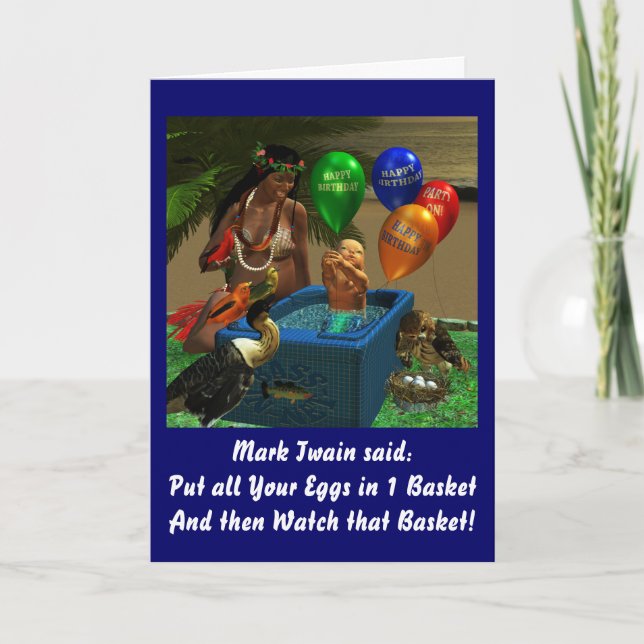 Mark Twain's Basket Birthday Card (Front)