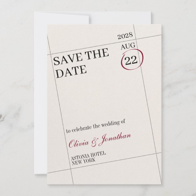 Marked Calendar Save The Date Customise Image Invitation (Front)
