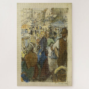 Market at Gisors, Rue Cappeville by Pissarro Jigsaw Puzzle