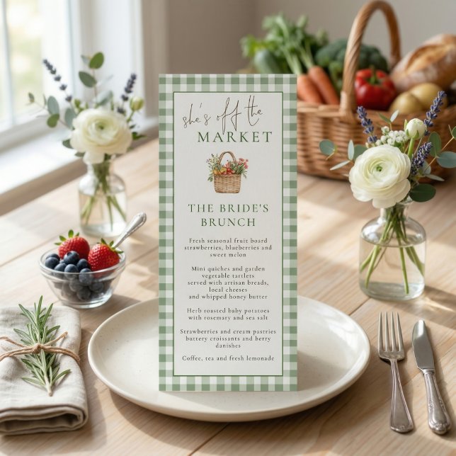 Market Brunch Gingham Bridal Shower Menu Card (Creator Uploaded)