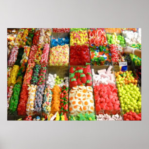Market Candy Sweets Barcelona Spain Poster