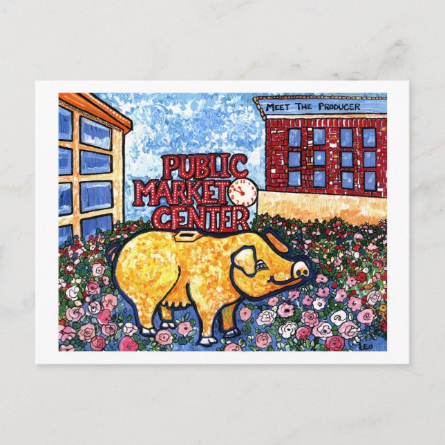 Market Centre Pig Postcard (Front)