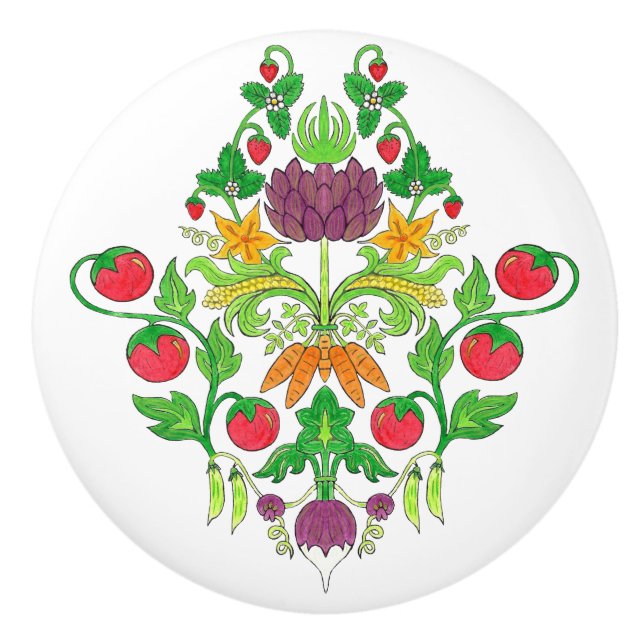 Market Fresh Damask Ceramic Knob (Front)