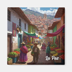 Market in La Paz Bolivia Travel Magnet