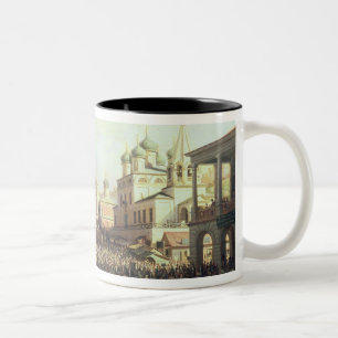 Market in Nishny, Novgorod, 1872 Two-Tone Coffee Mug