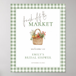 Market Sage Gingham Welcome Bridal Shower Poster