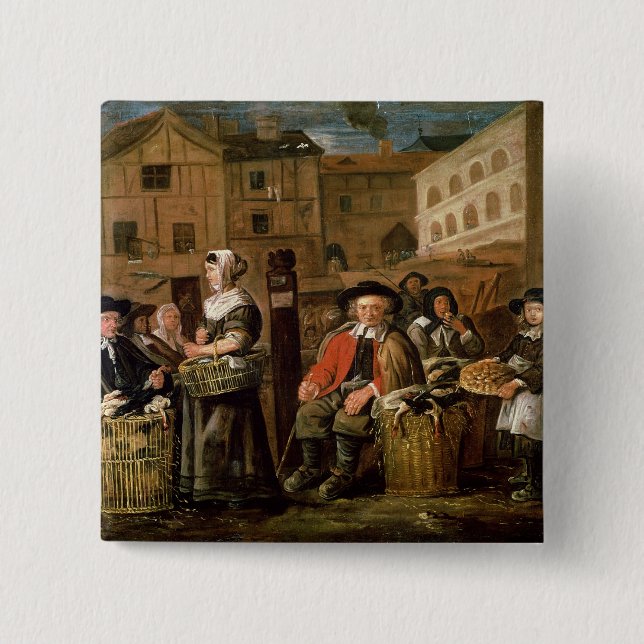 Market Scene 15 Cm Square Badge (Front)