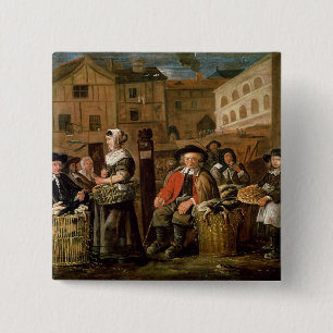Market Scene 15 Cm Square Badge