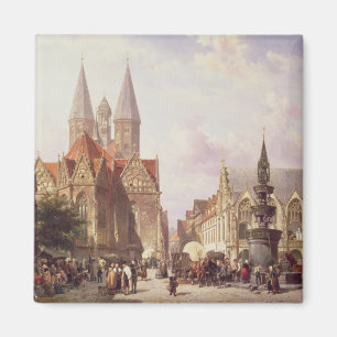 Market Scene at Braunschweig Magnet
