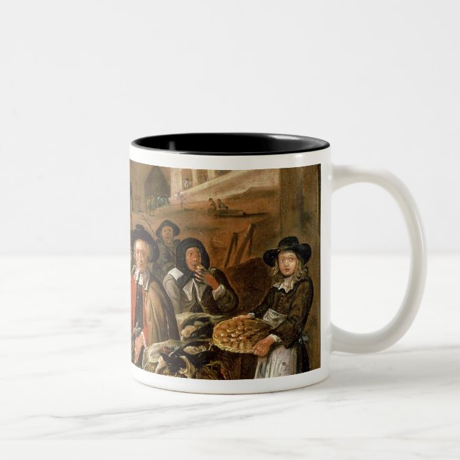 Market Scene Two-Tone Coffee Mug (Right)