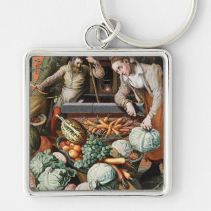 “Market Scene” vintage art key chains