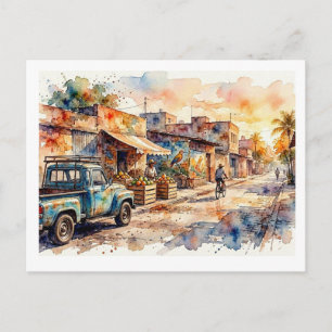 Market Street in Tijuana Mexico, Postcard