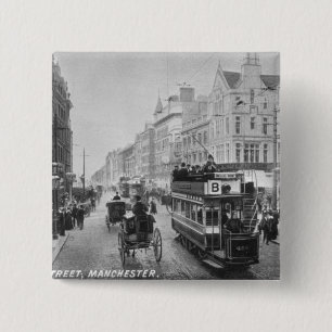 Market Street, Manchester, c.1910 15 Cm Square Badge