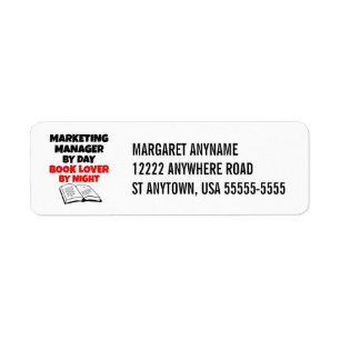 Marketing Manager Book Lover Return Address Label
