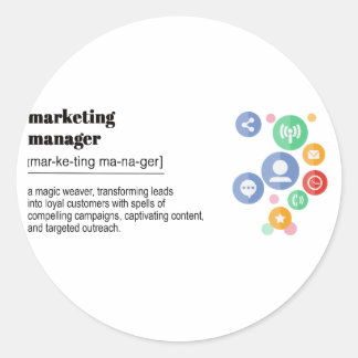 marketing manager definition print classic round sticker