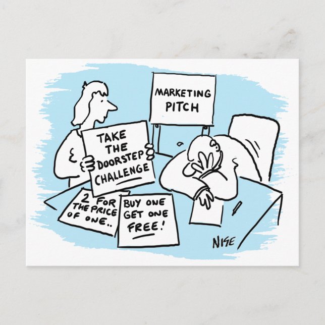 Marketing Manager is Enduring a Sales Pitch Postcard (Front)