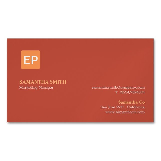 Marketing Manager Red Orange Magnetic Business Card (Front)