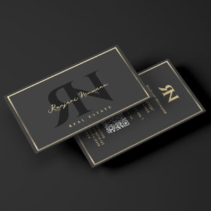 Marketing Professional Black Faux Gold Frame Business Card