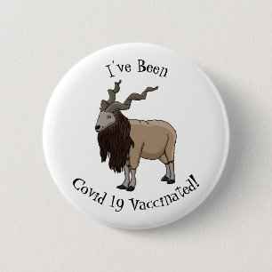 Markhor goat cartoon illustration  6 cm round badge