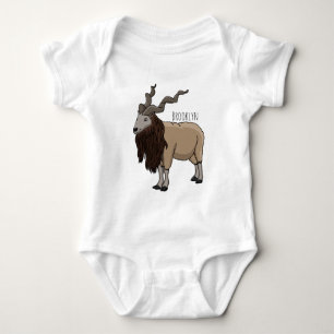 Markhor goat cartoon illustration baby bodysuit