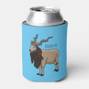 Markhor goat cartoon illustration can cooler