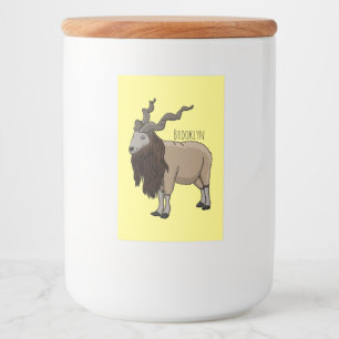 Markhor goat cartoon illustration food label