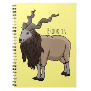 Markhor goat cartoon illustration notebook