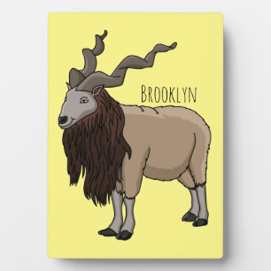 Markhor goat cartoon illustration plaque
