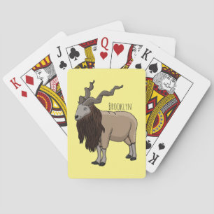 Markhor goat cartoon illustration playing cards
