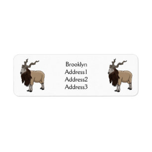 Markhor goat cartoon illustration  return address label
