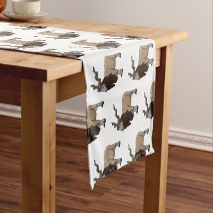 Markhor goat cartoon illustration short table runner