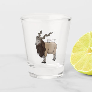Markhor goat cartoon illustration shot glass