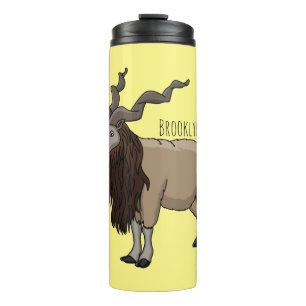 Markhor goat cartoon illustration thermal tumbler