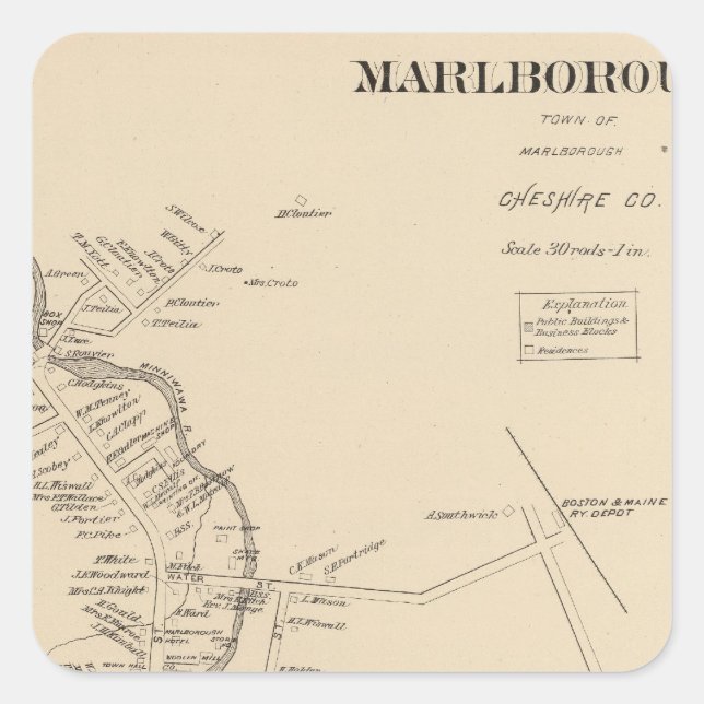 Marlborough PO Square Sticker (Front)