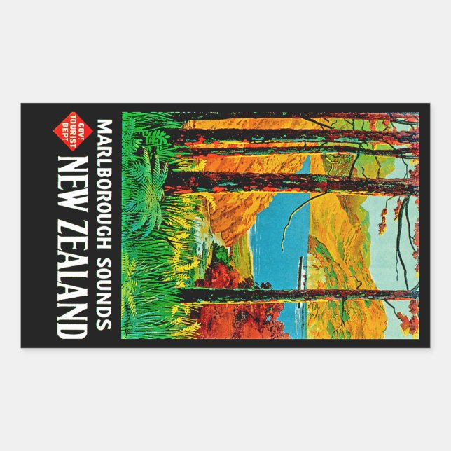 Marlborough Sounds New Zealand Rectangular Sticker (Front)