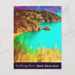 Marlborough Sounds New Zealand travel Postcard
