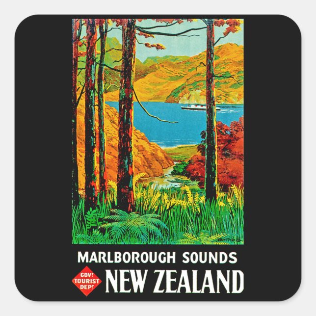 Marlborough Sounds Square Sticker (Front)