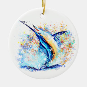 Marlin Christmas Impression Ceramic Ornament