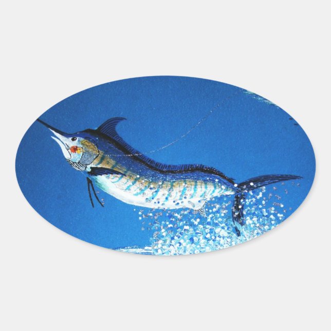Marlin dancing  oval sticker (Front)