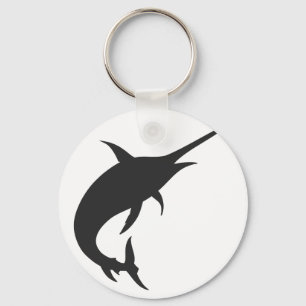 Marlin fish silhouette - Choose background color Key Ring