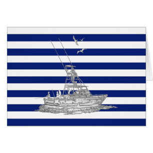 Marlin Fishing Chrome on Nautical Stripes