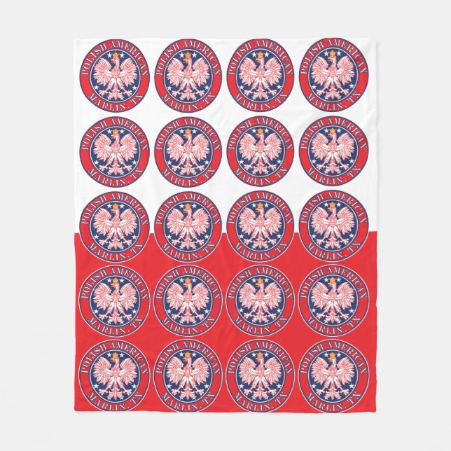 Marlin Texas Polish American Eagle Fleece Blanket (Front)