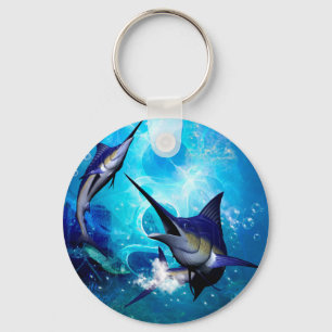 Marlin with bubbles key ring