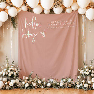 MARLO Bohemian Blush Pink Hello Baby Shower Tapestry