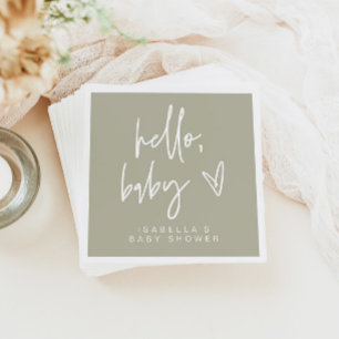 MARLO Bohemian Sage Green Baby Shower Napkins