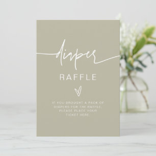 MARLO Bohemian Sage Green Diaper Raffle Game Sign Invitation