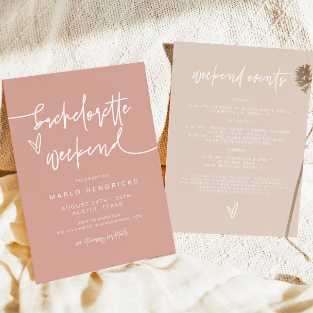 MARLO Boho Blush Bachelorette Weekend Itinerary Invitation (Creator Uploaded)