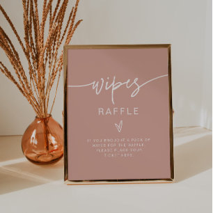 MARLO Boho Blush Pink Baby Wipes Raffle Game Sign