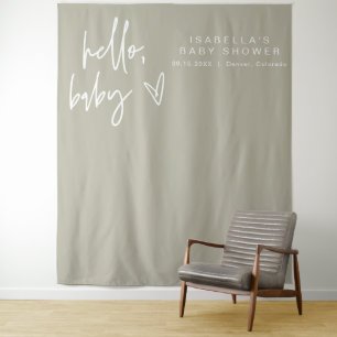 MARLO Boho Hello Sage Green Baby Shower Tapestry